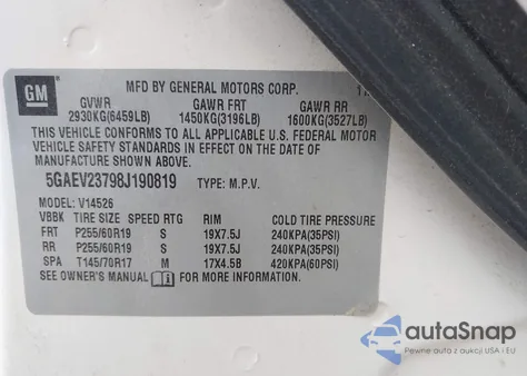 2008 Buick Enclave Cxl z USA, uszkodzony, nr VIN 5GAEV23798J190819